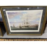 20th cent. Print, Robert Taylor signed maritime study 'Cutty Sark', framed and glazed. 21ins. x