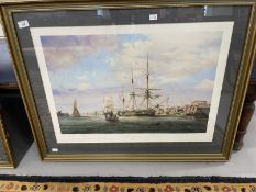 20th cent. Print, Robert Taylor signed maritime study 'Cutty Sark', framed and glazed. 21ins. x