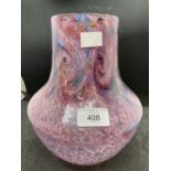 The Mavis and John Wareham Collection: Monart vase deep raspberry, top half multicoloured swirls,