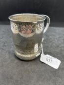 Hallmarked Silver: Liberty & Co. Arts & Crafts small hammered tankard/mug 1916. Weight 4.3oz.