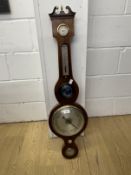 19th cent. Mahogany barometer with ebony stringing, made by R. Cockings, Andover. Approx. 38ins