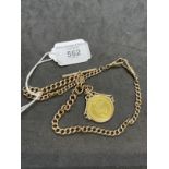 Hallmarked Jewellery: 9ct gold graduated curb link double Albert with T bar and a 1793 George III