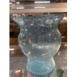 The Mavis and John Wareham Collection: Blue bubbled vase, possibly Walsh Pompeian. 7¾ins.