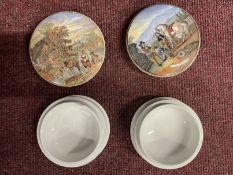19th cent. Prattware pos, lid covers 'Forging the Stream' (base with chip) and 'Preparing for the