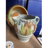 Ceramics: Clarice Cliff Celtic leaf and berry jug pattern 41A approx. 8ins. Plus Clarice Cliff