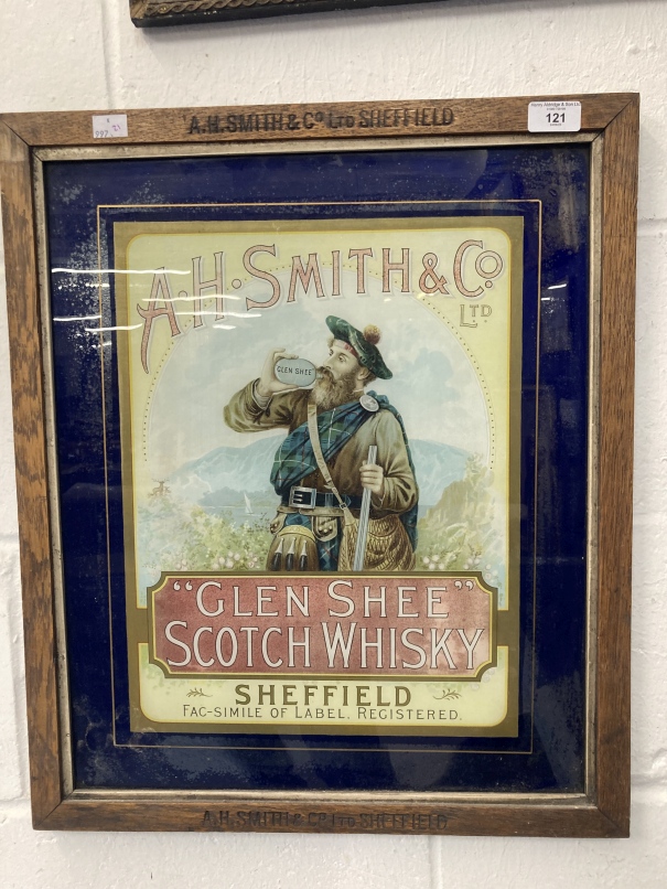 Advertising: Unusual A.H. Smith & Co. of Sheffield framed glass sign promoting Glen Shee Scotch - Image 2 of 3