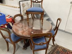 20th cent. Mahogany balloon back dining chairs with carved back supports on turned front legs, set