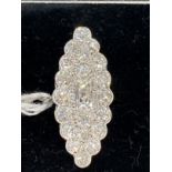 Jewellery: Art Deco 1930s 4.25ct old cut diamond marquis ring, centre diamond - 1.25ct. Tests as