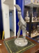 20th cent. Artwork: Standing figure, aluminium coated maquette. 24ins.