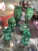 The Mavis and John Wareham Collection: 20th cent. Hoffmann malachite art glass cherub vase, a