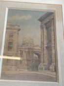 •Bernard C. Gotch: Watercolours, one possibly Oxford the other Northampton street scene. Approx.