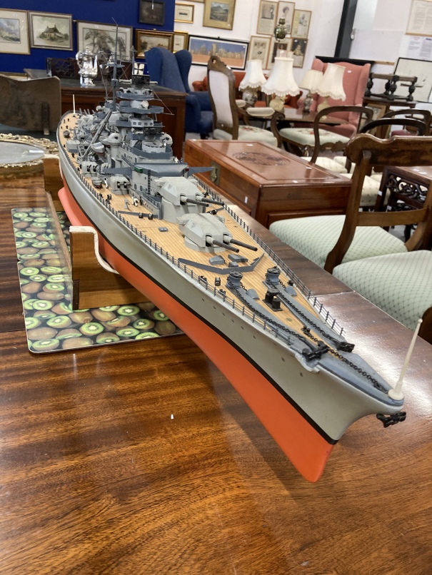 Models: Superb scratch built extremely detailed model of The Bismarck with bespoke travel case. - Image 4 of 8