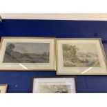 Continental School: Late 19th/early 20th cent. Watercolours on paper, lakeland scenes with people in