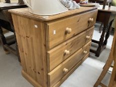 20th cent. Modern pine chest of three long drawers. Approx. 36ins. x 29ins. x 18ins.