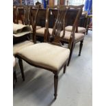 19th cent. Mahogany dining chairs including two carvers, lyre back with matching carving,