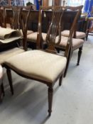 19th cent. Mahogany dining chairs including two carvers, lyre back with matching carving,