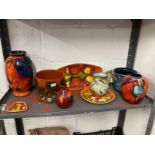 Ceramics: Selection of retro Poole Pottery of various shapes. (7)