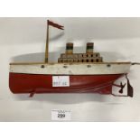 Toys: Early 20th cent. Arnold tin plate twin funnel ocean liner. 8ins.