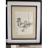 •Kevin Sinnott (1947- ): Pencil sketch of a man chained to toil dedicated by the artist 'Study for