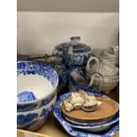 Ceramics: Copeland Spode tea set for two, blue and white design plus six items of Czechoslovakian