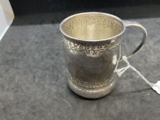 Hallmarked Silver: Liberty & Co. Arts & Crafts small hammered tankard/mug 1916. Weight 4.3oz.