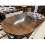 Early 20th cent. Mahogany oval Joseph Fetter patent extending dining table, four leaves, the apron