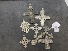 Jewellery: Selection of Orthodox Christian crosses. (9)