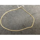 Hallmarked Jewellery: 9ct gold zip link necklet, length 15ins. Weight 4.9g.