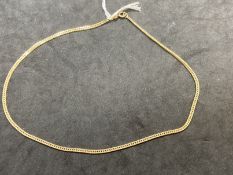 Hallmarked Jewellery: 9ct gold zip link necklet, length 15ins. Weight 4.9g.