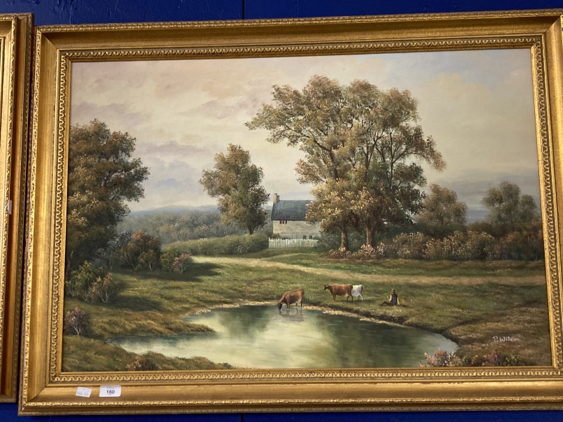 Continental School: 20th cent. Oil on canvas, the first 'Shepherd in Landscape' unsigned, the second - Image 3 of 4