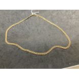 Jewellery: Yellow metal figure of eight link chain tests as 9ct gold. 20ins. Weight 16.7g.
