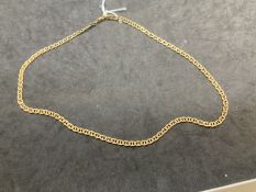 Jewellery: Yellow metal figure of eight link chain tests as 9ct gold. 20ins. Weight 16.7g.