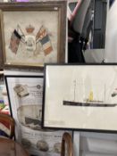 Militaria: Needle craft, silk framed photographs of a young sailor his cap sash 'H.M.S Emperor of