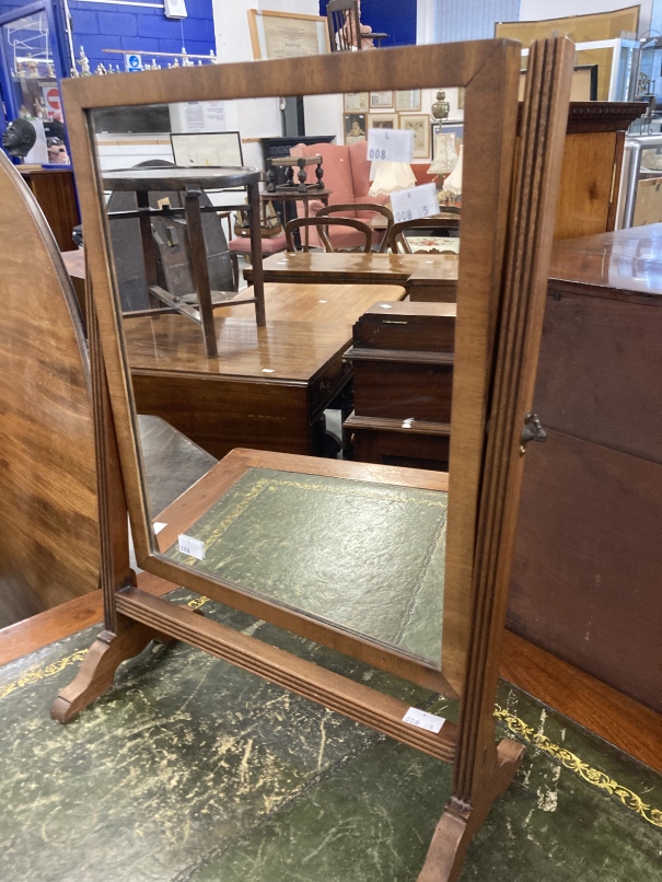 20th cent. Mirrors, one mahogany with three drawers beneath an oval mirror, approx. 18ins. x - Image 3 of 3