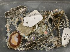 Costume Jewellery: Includes silver brooch, cufflinks, brooch and pendant watch.