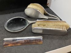 Hallmarked Silver: Dressing table set comprising brushes, comb and mirror. (6)