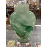 The Mavis and John Wareham Collection: Monart vase green with darker green and white inclusions,