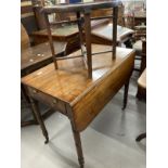 19th cent. Mahogany tripod table A/F, a small round rosewood table with a folding base and a
