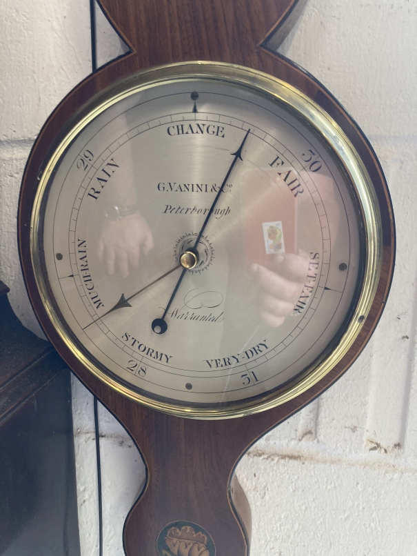 Early 19th cent. Mahogany G. Vanini & Co. Peterborough banjo barometer, broken pediment above - Image 2 of 2