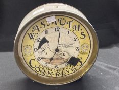 Advertising: Unusual Wasmuth's Corncureezie Corn Ring automaton advertising clock. 11ins.