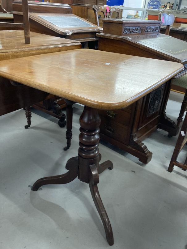 19th cent. Mahogany tripod table A/F, a small round rosewood table with a folding base and a - Image 6 of 6