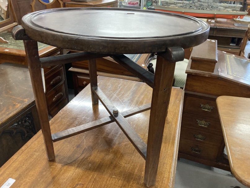 19th cent. Mahogany tripod table A/F, a small round rosewood table with a folding base and a - Image 2 of 6