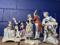 19th/20th cent. Continental Figurines: Musical trio woman and two males, Vienna figure of a young