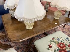 19th cent. Mahogany breakfast table converted to a coffee table on four supports plus five table