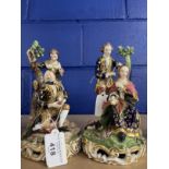 18th cent. Ceramics: Derby figures of a hairdresser and a shoemaker, a pair. Approx. 7ins.