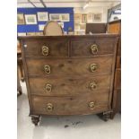 Victorian mahogany chest of two short over three long drawers with later brass ring pull handles.