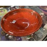 The Mavis and John Wareham Collection: Monart bowl red overall with purple/green towards rim. Dia.