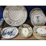 Ceramics: Late 19th cent. Pottery bread plate in Arts and Crafts style with inscription 'With