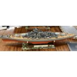 Models: Superb scratch built extremely detailed model of The Bismarck with bespoke travel case.