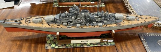 Models: Superb scratch built extremely detailed model of The Bismarck with bespoke travel case.